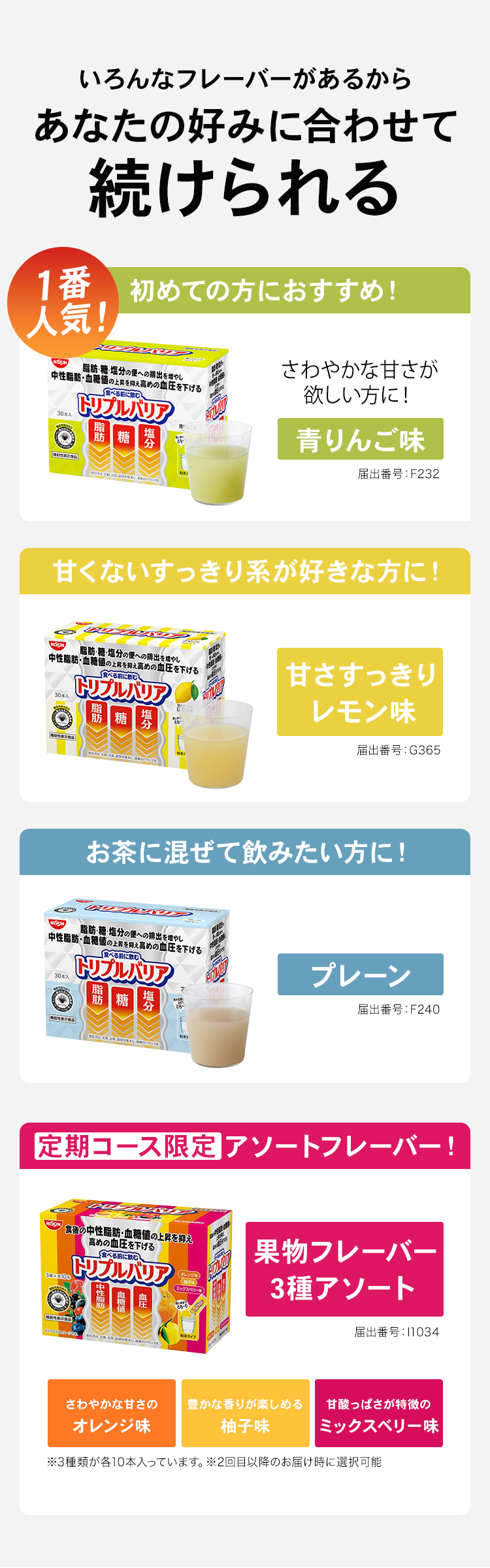 いろんなフレーバーがあるからあなたの好みに合わせて続けられる