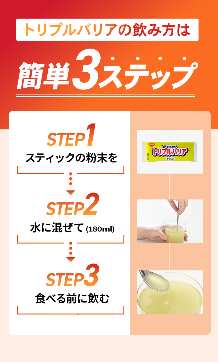 トリプルバリアの飲み方は簡単3STEP