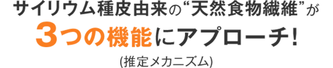 サイリウム種皮由来の“天然食物繊維”が3つの機能にアプローチ！(推定メカニズム)
